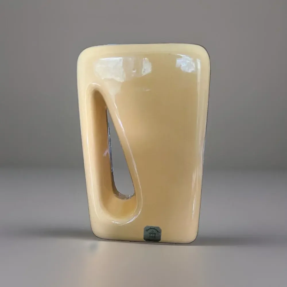 Royal Haeger Gardenhouse Yellow Pottery Vase MCM Cut Out Vase 10” EUC Sticker